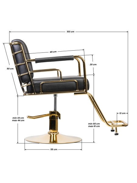 Gabbiano fotel fryzjerski Prato złoto - czarny - 6