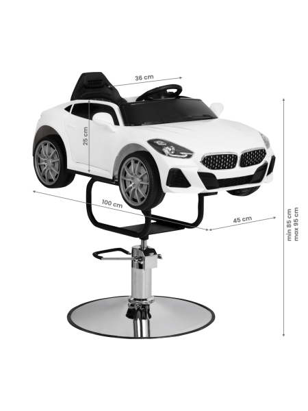 Fotel fryzjerski dziecięcy samochodzik BM biały - 5