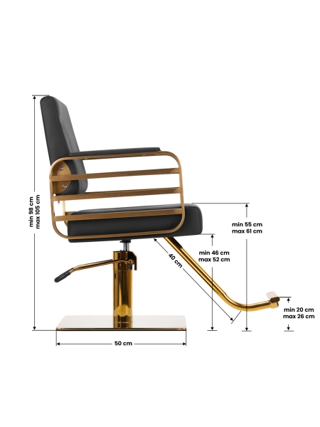 Gabbiano fotel fryzjerski Avila złoto czarny - 7