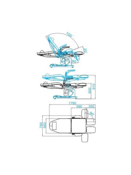 Fotel podologiczny elektr. Azzurro 709A 3 siln. biały - 4