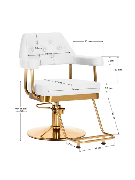 Gabbiano fotel fryzjerski Granada złoto biały - 8