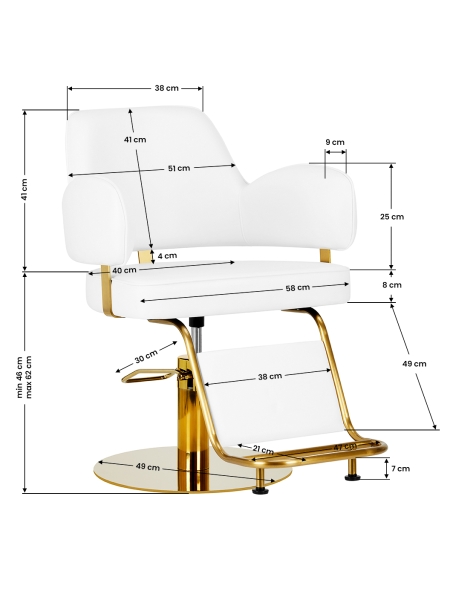 Gabbiano fotel fryzjerski Linz NQ złoto biały - 7