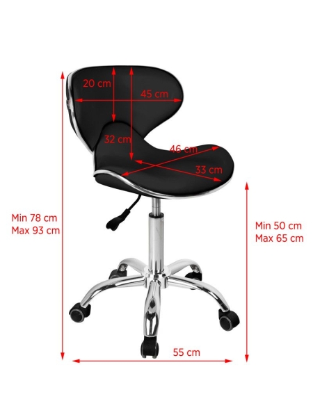 Gabbiano taboret kosmetyczny Q-4599 czarny - 2