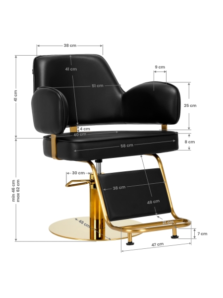 Gabbiano fotel fryzjerski Linz NQ złoto czarny - 8