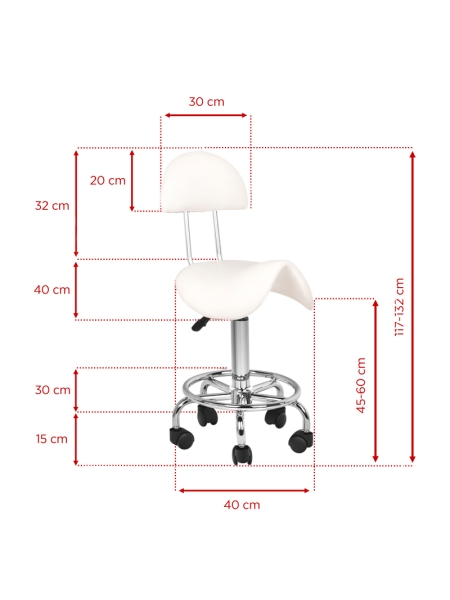 Taboret kosmetyczny 6001 biały - 5