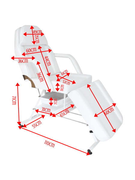 Fotel kosmetyczny biały BASIC z kuwetami - 5