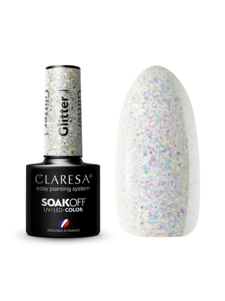 CLARESA Lakier hybrydowy GLITTER 1 -5g