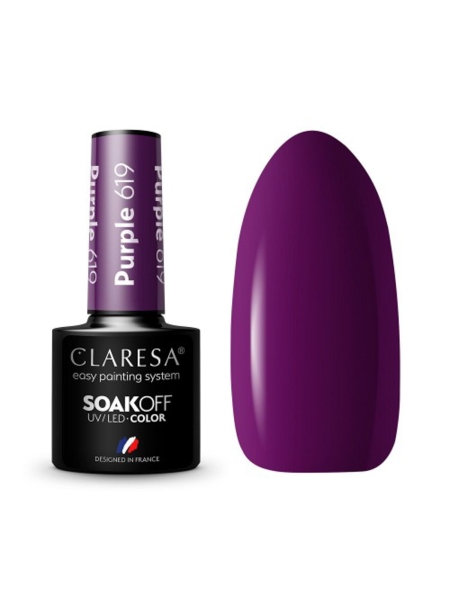 CLARESA Lakier hybrydowy PURPLE 619 -5g