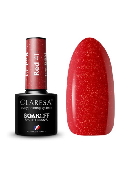 CLARESA Lakier hybrydowy RED 411 -5g