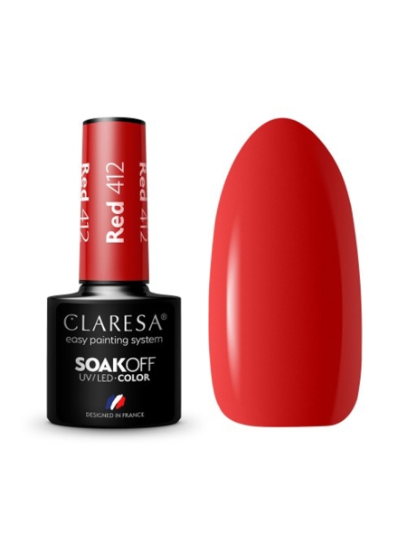 CLARESA Lakier hybrydowy RED 412 -5g