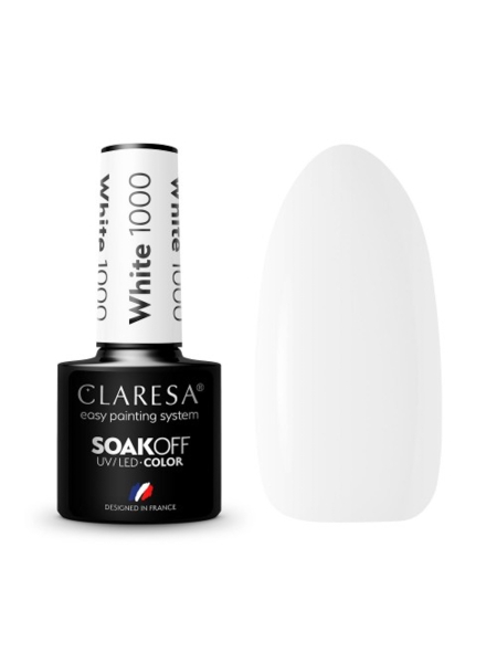 CLARESA Lakier hybrydowy WHITE 1000 -5g