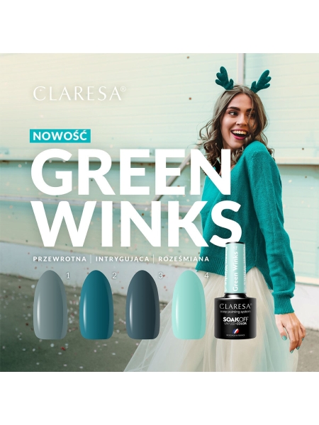 CLARESA lakier hybrydowy GREEN WINKS 1 -5g - 3