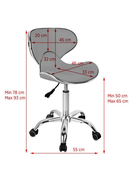 Gabbiano taboret kosmetyczny Q-4599 szary - 2