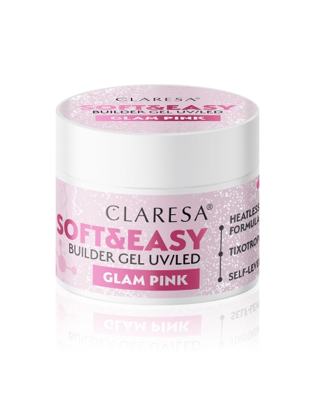 Claresa żel budujący Soft&Easy glam pink 90g