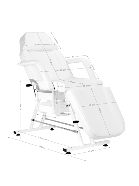 Fotel kosmetyczny Sillon z kuwetami biały - 16