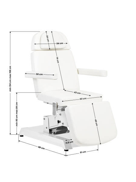 Fotel kosmetyczny Expert W-12D 2 silniki biały - 15