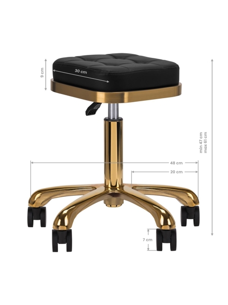 Taboret kosmetyczny M-1645 złoto czarny - 4