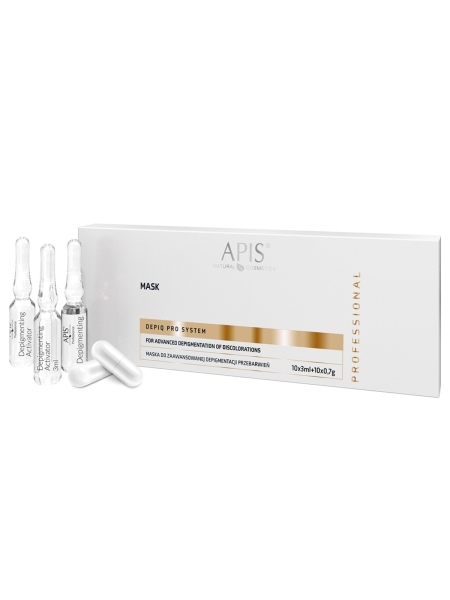 APIS DEPIQ PRO SYSTEM Maska do zaawansowanej depigmentacji przebarwień, 10x3ml + 10x0,7g