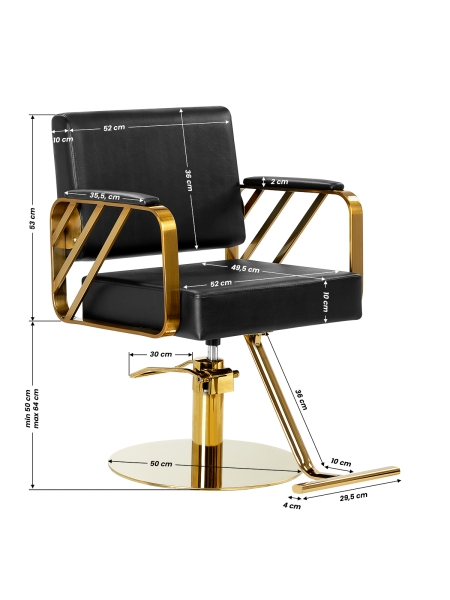 Gabbiano fotel fryzjerski Genua złoto czarny - 9