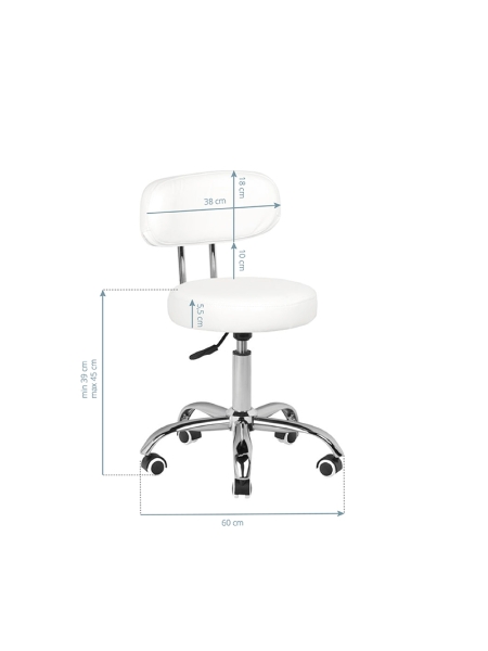 Taboret kosmetyczny do pedicure A-007 biały - 4