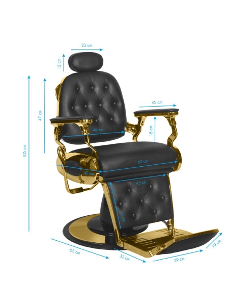 Gabbiano fotel barberski Francesco Gold czarny - 5