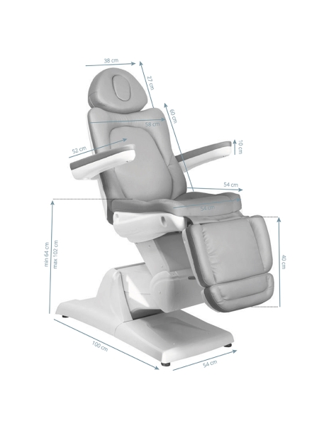 Fotel kosmetyczny elektr. Azzurro 870 3 siln. szary - 3